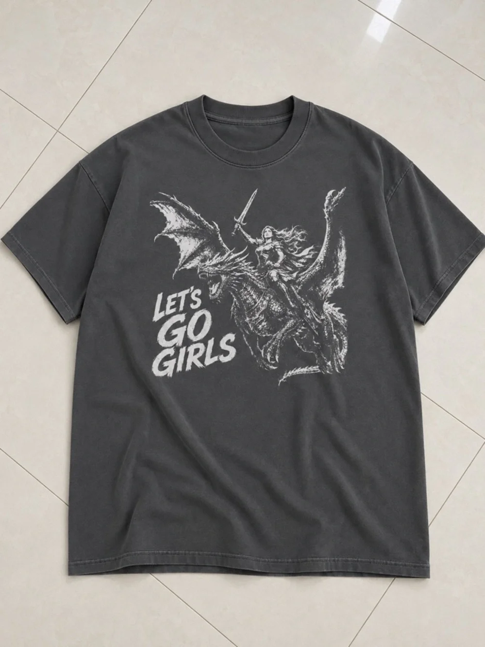 ‘Let's Go Girls’ Warrior Woman Empowerment Graphic Pepper T-Shirt